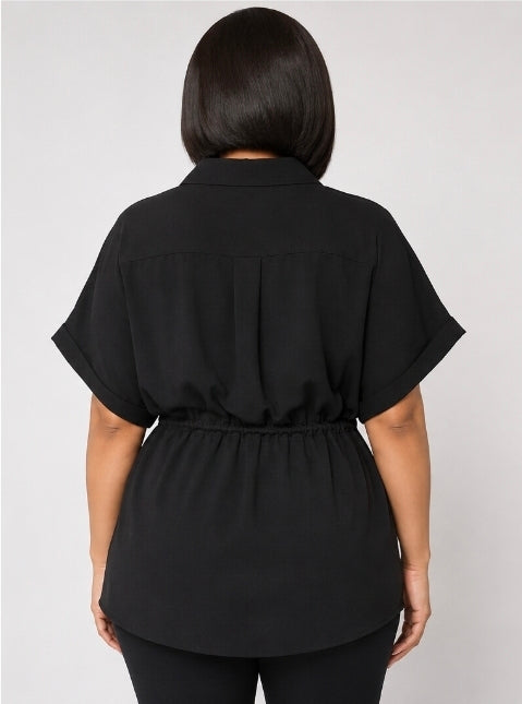Chic drawstring utility blouse