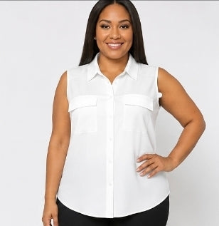 Sleeveless button up blouse