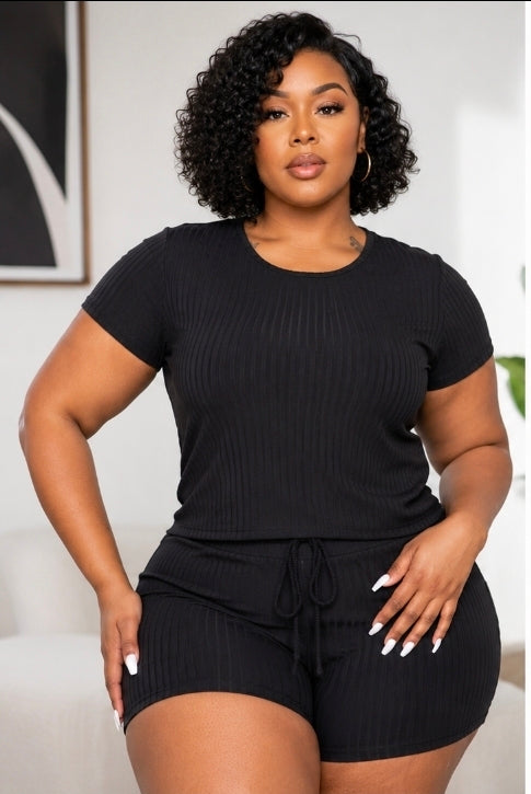 Plus Ribbed Short Set