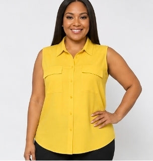 Sleeveless button up blouse