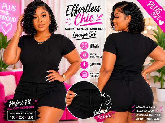 Plus Ribbed Short Set