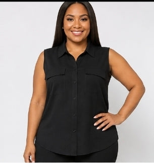 Sleeveless button up blouse