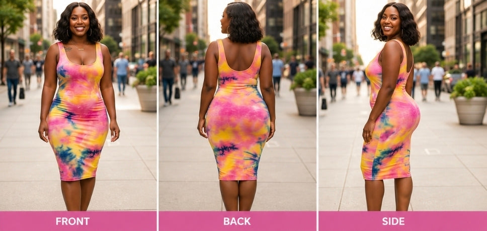 Sunset Tie-Dye Bodycon Midi Dress